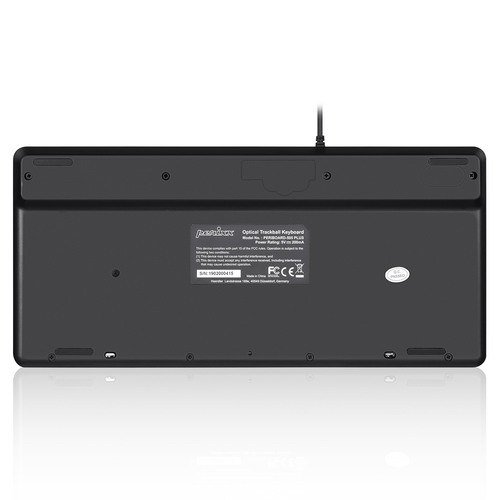 Perixx PERIBOARD-505H PLUS US, Mini USB-Tastatur, Trackball, Hub, schwarz