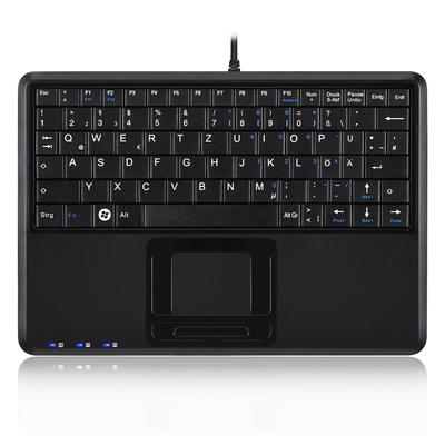 Perixx PERIBOARD-510 H PLUS DE, Mini USB-Tastatur, Touchpad, Hub, schwarz (Produktbild 1)