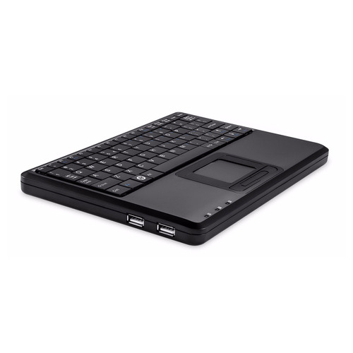 Perixx PERIBOARD-510 H PLUS FR, Mini USB-Tastatur, Touchpad, Hub, schwarz