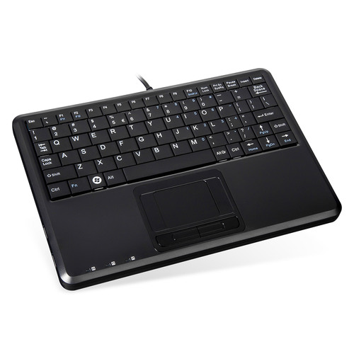 Perixx PERIBOARD-510 H PLUS US, Mini USB-Tastatur, Touchpad, Hub, schwarz