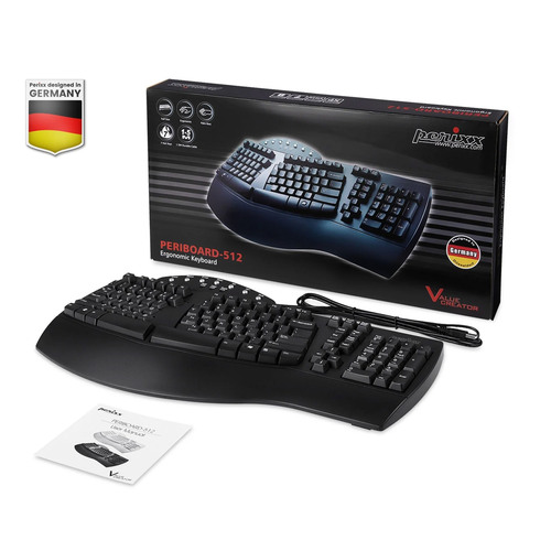 Perixx PERIBOARD-512 US, Ergonomische USB-Tastatur, schwarz