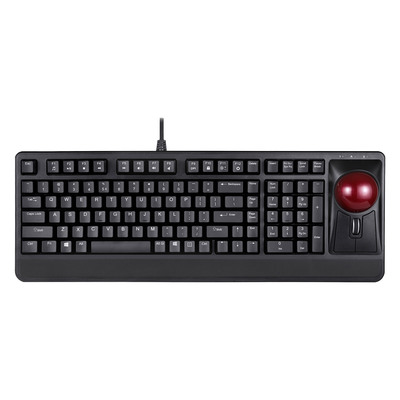 Perixx PERIBOARD-522 US B, kabelgebundene Tastatur mit Trackball, US Layout, schwarz (Produktbild 1)