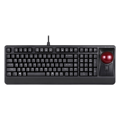 Perixx PERIBOARD-522 US B, USB-Tastatur mit Trackball, US Layout, schwarz (Produktbild 1)