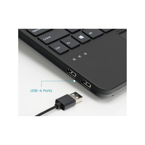 Perixx PERIBOARD-525 US Mini-USB-Tastatur mit Touchpad, USB-Hub, schwarz