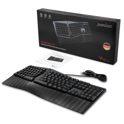 Perixx PERIBOARD-535 DE BL, ergonomische mechanische USB Tastatur (blaue Taster)