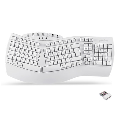 PERIXX PERIBOARD-612W DE, ergonomische Tastatur, Dualmodus, Funk/Bluetooth, Windows/Mac, weiß