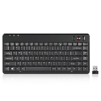 Perixx PERIBOARD-706 PLUS US, Mini Tastatur, Trackball, schnurlos, schwarz (Produktbild 1)