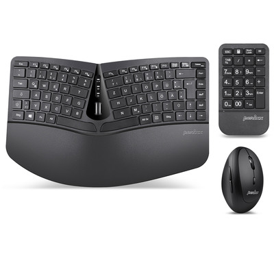 Perixx PERIDUO-606A DE, 3-in-1 Tastatur- und Maus-Set, kabellos, ergonomisch, schwarz