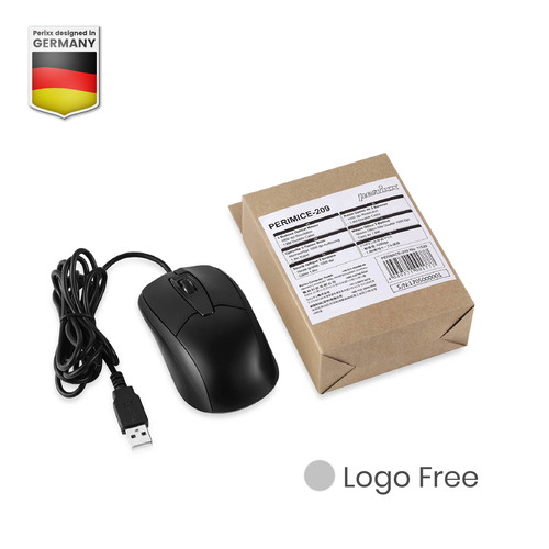 Perixx PERIMICE-209, Kabelgebundene Maus, USB-A Kabel, schwarz