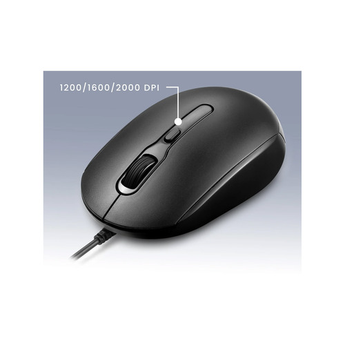 Perixx PERIMICE-222PB, Maus, optisch, 4 Tasten, Silent, PS2, schwarz