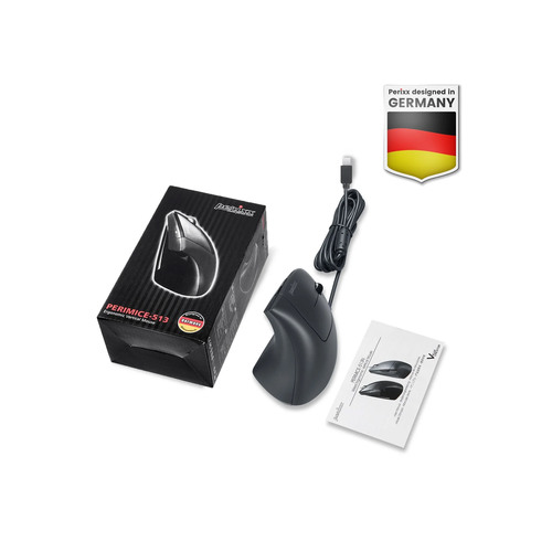 Perixx PERIMICE-513 C Vertikale Ergonomie-Maus, USB-C, schwarz, Rechtshänder