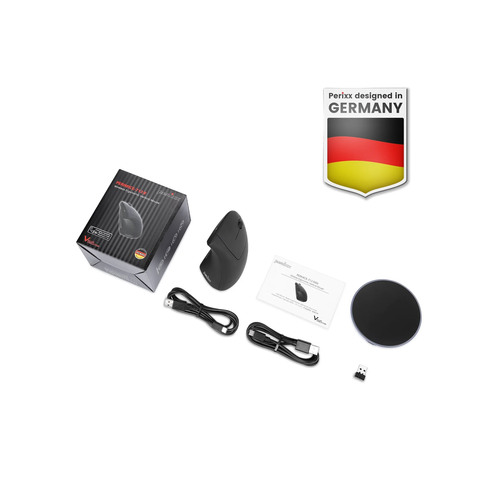 Perixx PERIMICE-713 RX Vertikale Ergonomie-Maus, kabellos, inkl. Ladepad