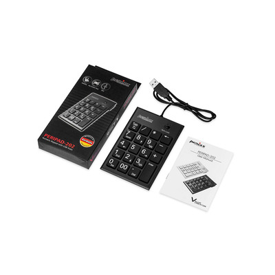 Perixx PERIPAD-202H, USB-A Nummernblock mit 2x USB-A Hub, schwarz