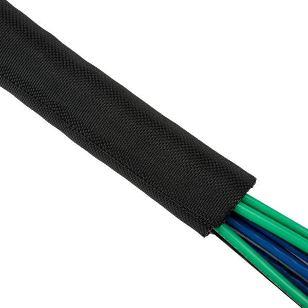 PET-Gewebeschlauch 38mm schwarz, selbsteinrollend 25m Spule Kabelmanagement