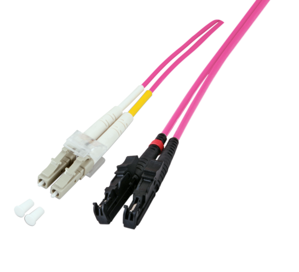 R&M Duplex Patchkabel E2000?-LC OM4 -- 10m LSZH 2mm e.le vio. Grade Bm