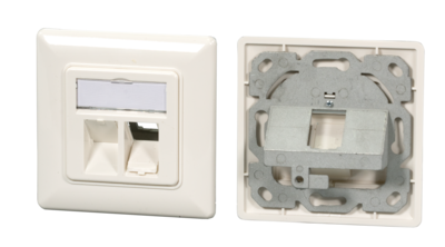 Rahmenset 1-Port, für Keystones -- DIN49075, RAL9010