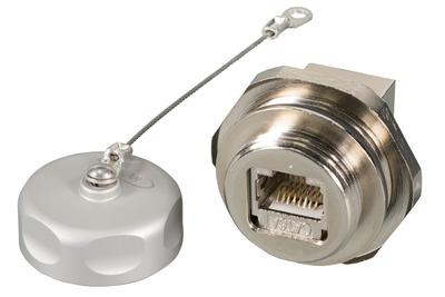 RJ45 Cat.6A IP67 Durchführungskupplung -- Buchse / Buchse RJ45 Cat.6A IP67 Durchführungskupplung -- Buchse / Buchse