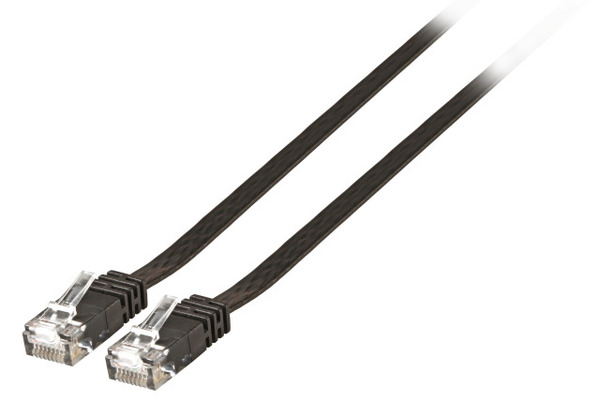 RJ45 Flachkabel U/UTP, Cat.6 -- 2,0m schwarz