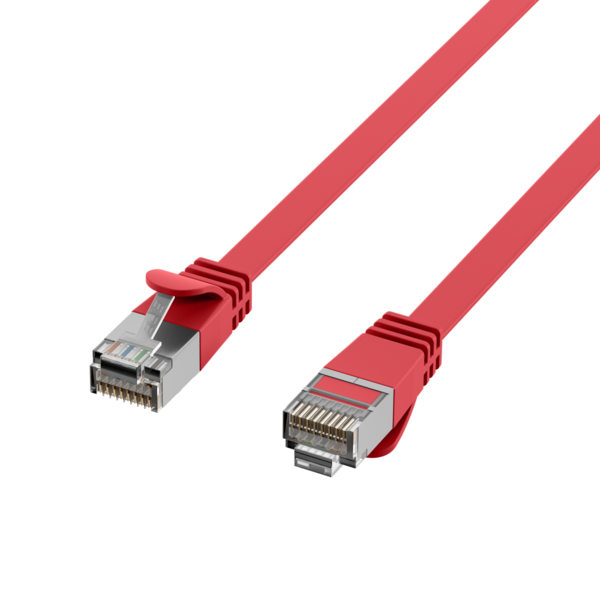 RJ45 Flachpatchkabel Cat.6A U/FTP PVC -- rot 1,5m