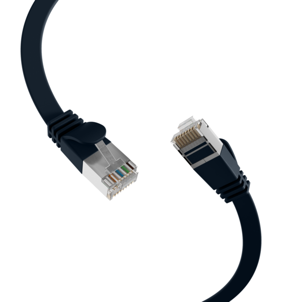 RJ45 Flachpatchkabel Cat.6A U/FTP PVC -- schwarz 3m