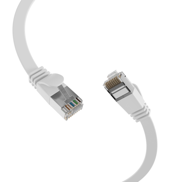 RJ45 Flachpatchkabel Cat.6A U/FTP PVC -- weiß 0,5m
