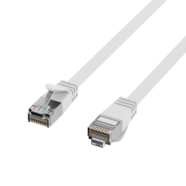 RJ45 Flachpatchkabel Cat.6A U/FTP PVC -- weiß 0,5m