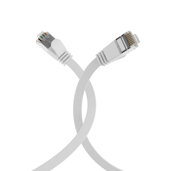 RJ45 Flachpatchkabel Cat.6A U/FTP PVC -- weiß 0,5m