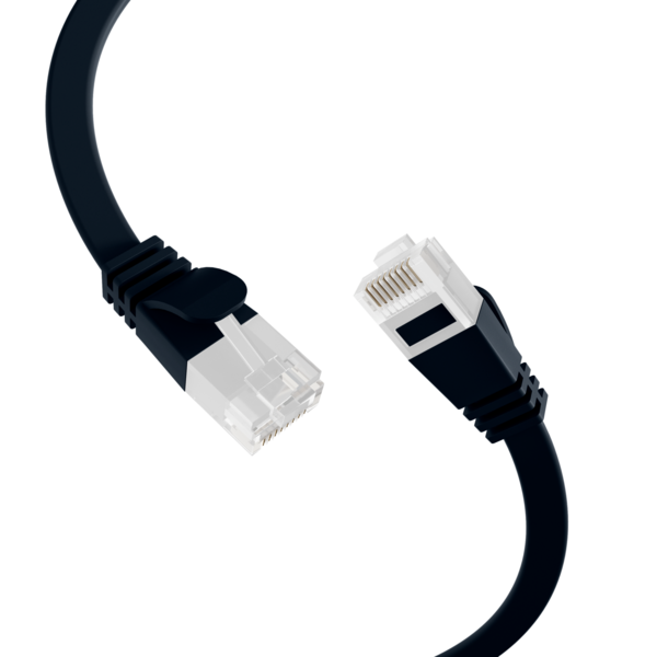 RJ45 Flachpatchkabel Cat.6A U/UTP PVC -- schwarz 0,25m