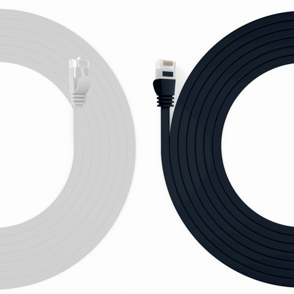 RJ45 Flachpatchkabel Cat.6A U/UTP PVC -- schwarz 0,25m