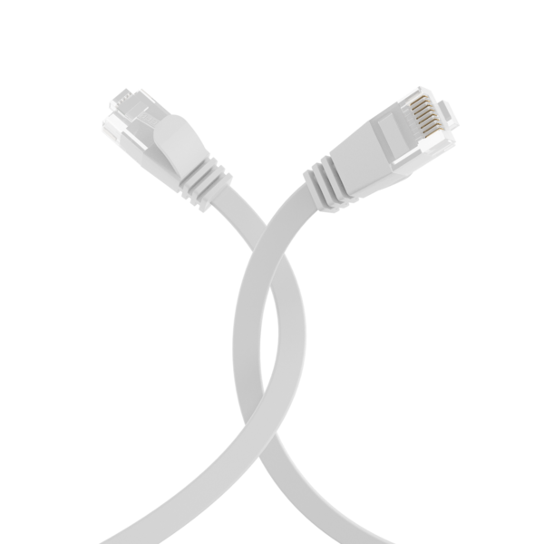 RJ45 Flachpatchkabel Cat.6A U/UTP PVC -- weiß 0,5m