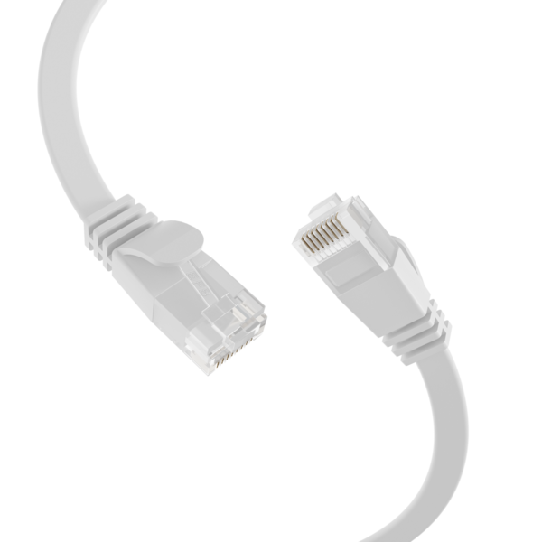 RJ45 Flachpatchkabel Cat.6A U/UTP PVC -- weiß 1m