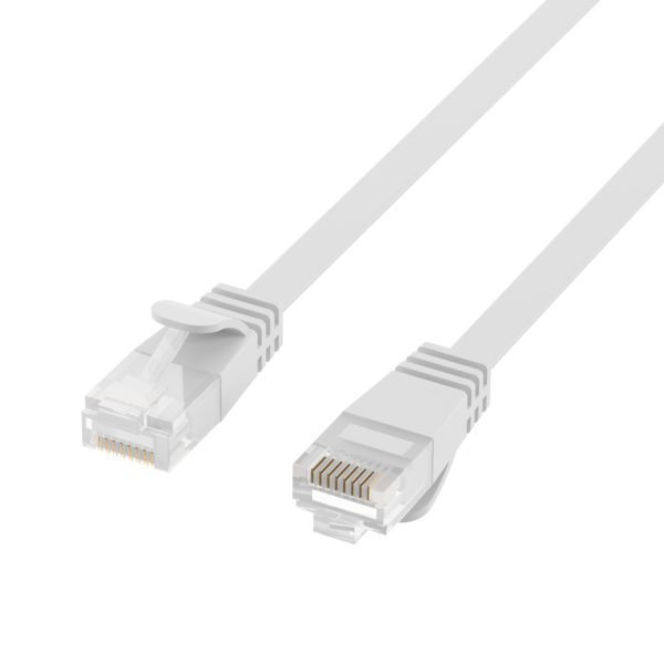 RJ45 Flachpatchkabel Cat.6A U/UTP PVC -- weiß 1m