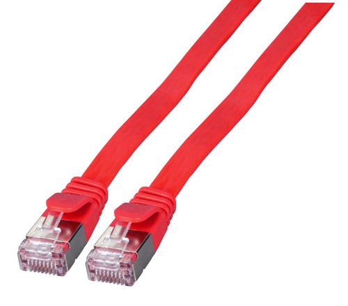 RJ45 Flachpatchkabel U/FTP, Cat.6A, 0.25m, rot
