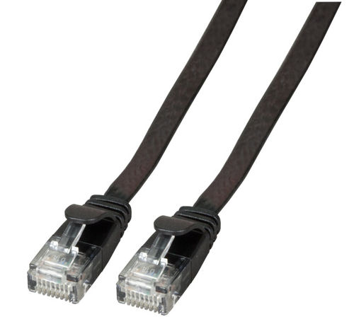 RJ45 Flachpatchkabel U/UTP, Cat.6A, 2m, schwarz 