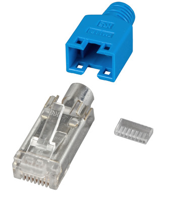 RJ45-Hirose Stecker STP, TM11 blau, 100 -- Stück, 3 Elemente, Cat. 5e