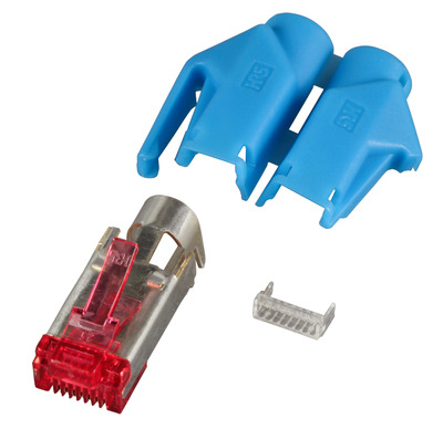 RJ45-Hirose Stecker STP, TM21 blau, 100 -- Stück, 3 Elemente, Cat.6