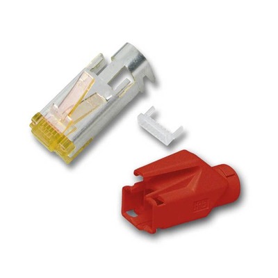 RJ45-Hirose Stecker STP, TM31 rot, 100 -- Stück, 3 Elemente, Cat.6A RJ45-Hirose Stecker STP, TM31 rot, 100 -- Stück, 3 Elemente, Cat.6A