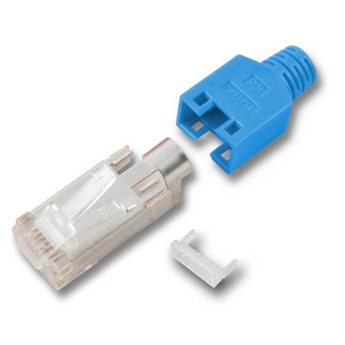 RJ45-Hirose Stecker TM11 blau, 50 Stück, 3 Elemente, Cat.5e RJ45-Hirose Stecker TM11 blau, 50 Stück, 3 Elemente, Cat.5e