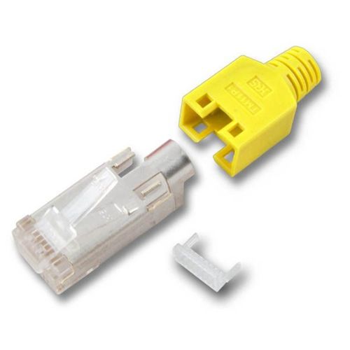 RJ45-Hirose Stecker TM11 gelb, 1 Stück, 3 Elemente, Cat.5e RJ45-Hirose Stecker TM11 gelb, 1 Stück, 3 Elemente, Cat.5e