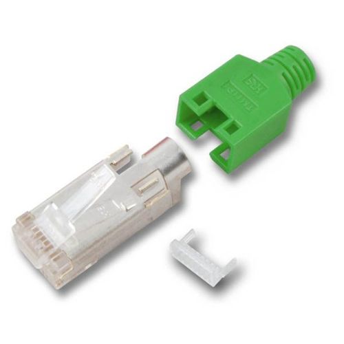 RJ45-Hirose Stecker TM11 grün, 50 Stück, 3 Elemente, Cat.5e RJ45-Hirose Stecker TM11 grün, 50 Stück, 3 Elemente, Cat.5e