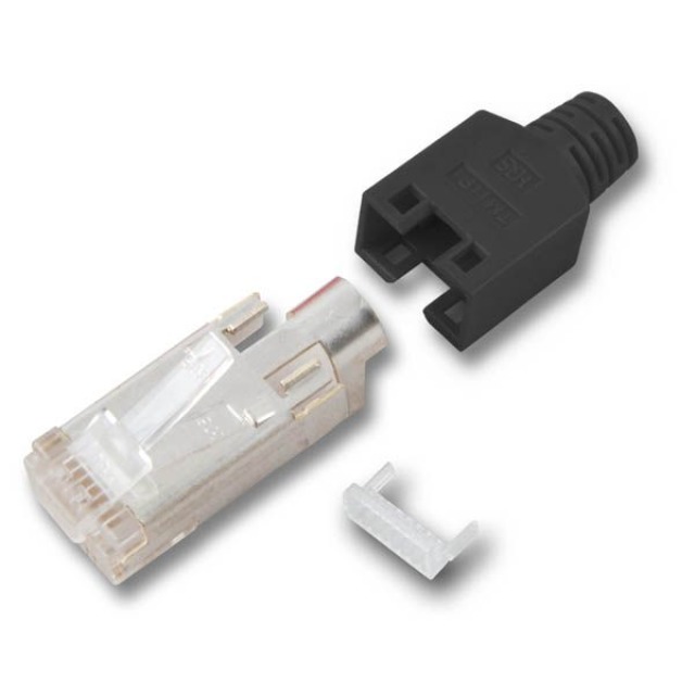 RJ45-Hirose Stecker TM11 schwarz, 50 Stück, 3 Elemente, Cat.5e RJ45-Hirose Stecker TM11 schwarz, 50 Stück, 3 Elemente, Cat.5e