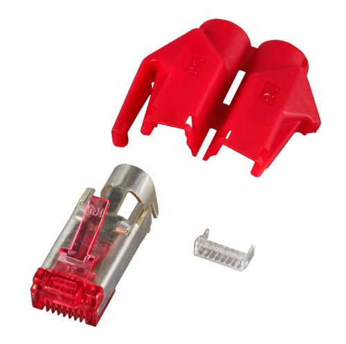 RJ45-Hirose Stecker TM21 rot, 1 Stück, 3 Elemente, Cat.6 RJ45-Hirose Stecker TM21 rot, 1 Stück, 3 Elemente, Cat.6