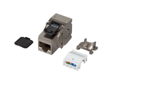 RJ45 Keystone gewinkelt Cat.6A / Class EA , Kabeleinführung links oder rechts RJ45 Keystone gewinkelt Cat.6A / Class EA , Kabeleinführung links oder rechts