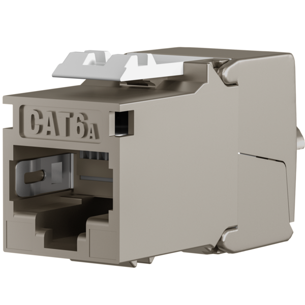 RJ45 Keystone Slimline, Cat.6A, silber Keystone + Adapter