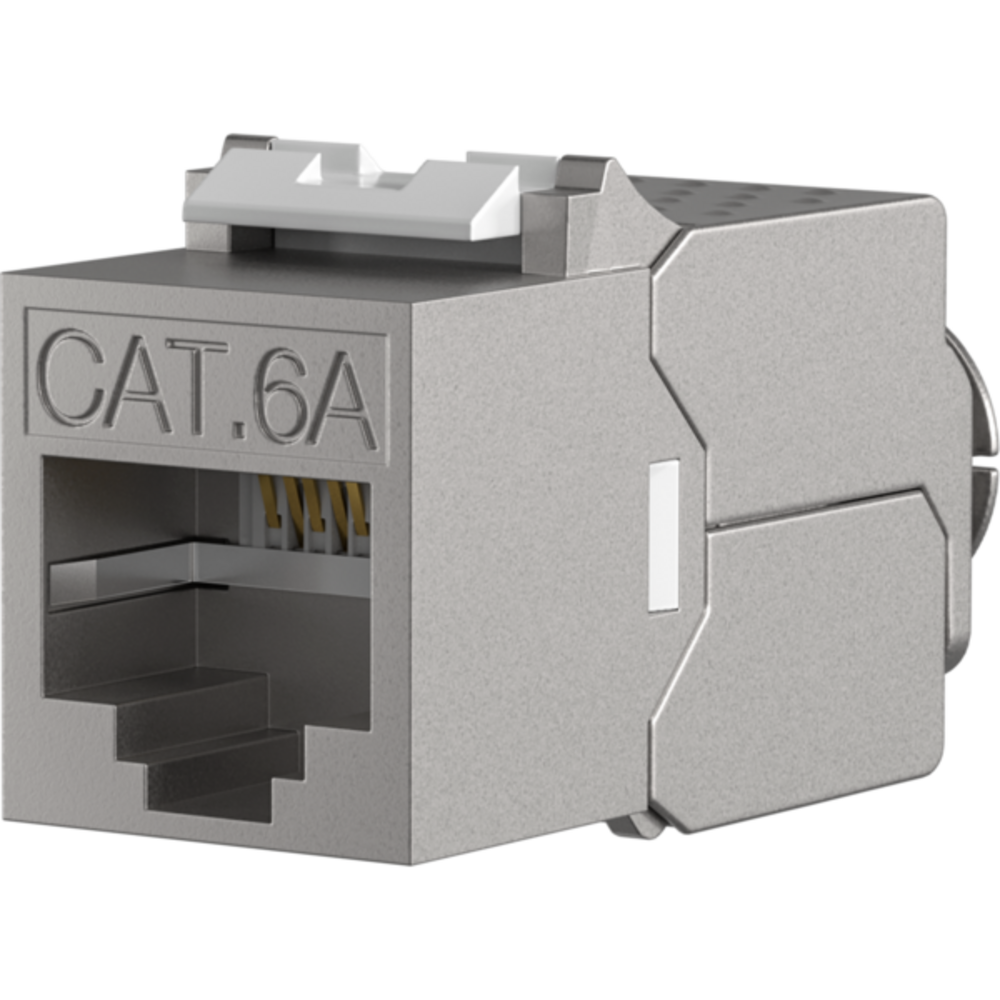 RJ45 Keystone Slimline, Cat.6A -- Zinkdruckguss, 10GE - 1 VPE = 12 Stück Keystone + Adapter