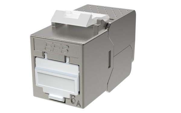 RJ45 Keystone Slimline, Cat.6A -- Zinkdruckguss, 10GE Keystone + Adapter
