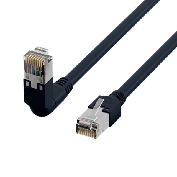 RJ45 Patchkabel Cat.5e S/UTP PVC -- TM11 1x90° schwarz 0,25m