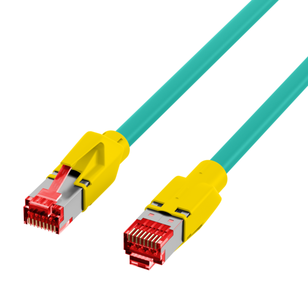 RJ45 Patchkabel Cat.5e SF/UTP PUR -- TM21 Tülle gelb schleppfähig grün 1m