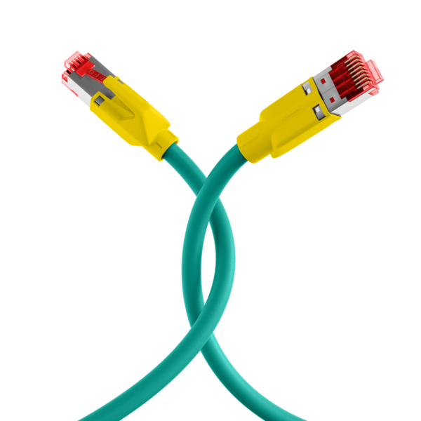 RJ45 Patchkabel Cat.5e SF/UTP PUR -- TM21 Tülle gelb schleppfähig grün 1m
