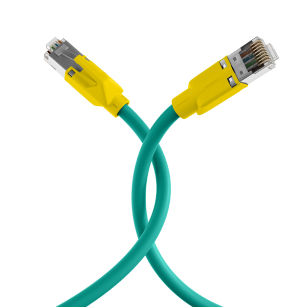 RJ45 Patchkabel Cat.5e SF/UTP PUR -- TM21 Tülle gelb schleppfähig grün 30m